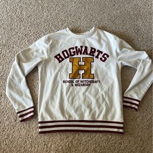 Hogwarts White and Maroon Crew Neck Sweater